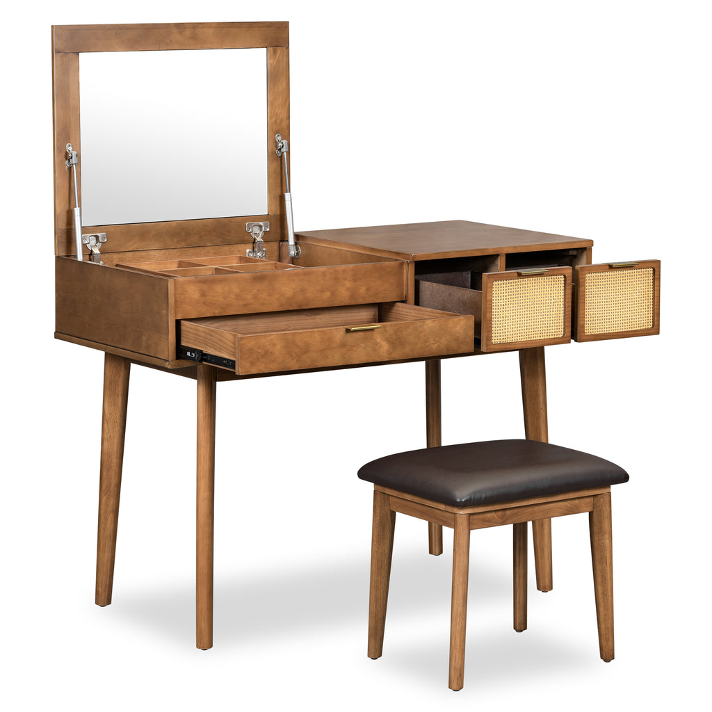 43.3 Inches, Classic Wooden Makeup Vanity Set